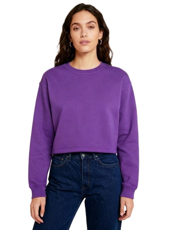 Purple Cropped Crewneck Sweatshirt