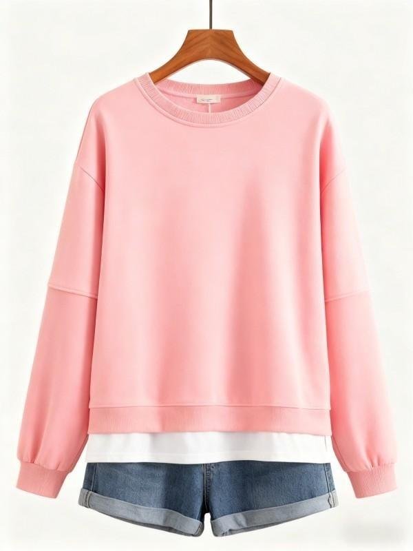 Pink Two-Tone Layered Sweatshirt