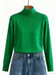 Green Ribbed Turtleneck Sweater