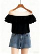 Black Off-Shoulder Ruffled Top