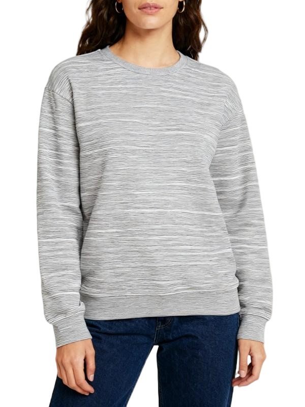 Grey Striped Crewneck Sweatshirt